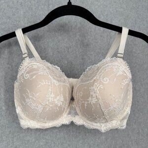 Victorias Secret Dream Angels Lined Demi Bra Size 32DDD Cream White Lace Neutral